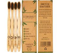 ECOMONKEY Die sostenibile bambù Spazzolini da denti im Set + 100% Vegan + 100% senza BPA + SETOLE MORBIDE