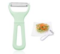 econome - Pelapatate, julienne di verdure, patate, verdura, lama in acciaio inox grossolanamente seghettata e tagliapasta (verde)