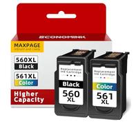 Economink PG-560XL CL-561XL Cartucce Nero Colore, Formato XL Sostituzione per Canon 560 561 per Pixma TS5350 TS5351 TS5352 TS5353 TS7450 TS7451 (Nero Tri-Colore, 2-Pack)