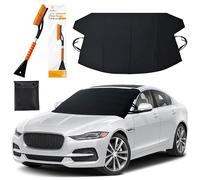EcoNour Copertura antineve Standard (175,3 x 106,7 cm) con Raschietto per Ghiaccio e Spazzola per Parabrezza Auto, Testa con setole AntiGraffio per Auto, Camion, SUV, Kit da Neve per la Pulizia