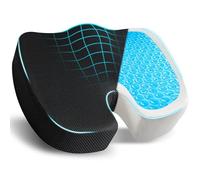 EcoNour Cuscino per coccige | Cuscino in memory foam per sollievo dal dolore alla schiena, sollievo dal dolore al coccige sciatica, ortopedico in gel antiscivolo, per sedia da ufficio, sedia a