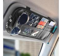 EcoNour - Organizer multiuso per parasole da auto, accessori interni auto, organizer per camion, con cerniera a rete multitasca, colore: nero