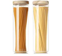 Econovo® Set di barattoli con coperchio, 1500 ml (2 pezzi) in vetro borosilicato, impilabili e ermetici, contenitori per spaghetti e alimenti, grandi e piccoli,