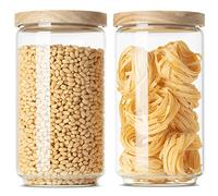 Econovo® Set di barattoli con coperchio XL, 2000 ml (2 pezzi) in vetro borosilicato, impilabili e ermetici, per alimenti, grandi e piccoli