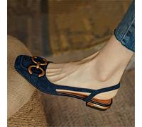Ecoodisk 2022 Donne Sandali Slip Tallone Quadrato su Scarpe da Signore a Basso Tacco in Pelle Scamosciata per Leisure Solida CASTURA ELEGENTE OFFEA Scarpe FEMICHE