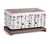 Ecoodisk Grill a Carbone da Tavolo Giapponese con griglia a Rete Metallica e Grill Yakiniku in Stile Hibachi in Legno (Rettangolare Bianco 9,75 "x 6")
