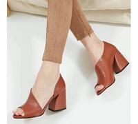 Ecoodisk Nuove Scarpe con Tacco Alto Donne Summer Wearge Donge Bosella Traspirante per la Bocca Traspirante con Scarpe Single vuote Stitching Solid Color Stitching