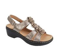 Ecoodisk Scarpe da donna Estate Plus Size Punta Rotonda Fiore Sandali Donna Zeppa Sandali Donna Sandalo-Oro,40