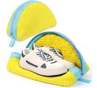 ecooe 2 Pezzi Sacchetti Sacchetto per Scarpe lavatrice con Cerniera e pulizia a 360° Della Lanugine, Riutilizzabile Proteggi sacca per lavare le scarpe in lavatrice con Adatto per Sneaker ecc (Giallo)