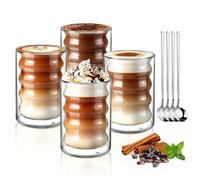 ecooe 350ml Tazza da Caffè in Doppio Vetro Set di 4 Bicchieri da Caffè a Doppia Parete per Tè, Caffè, Latte, Cappuccino, Regalo di Compleanno per un Amico dei Genitori
