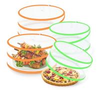 ecooe Cuffia per mosche - Set di 4 coperture pieghevoli per alimenti, copertura in rete per frutta e torte, in due misure, zanzariera e protezione dagli insetti, paraspruzzi, per barbecue, insalate