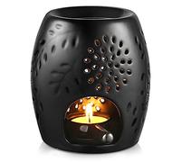 ecooe - Diffusore di aromi, in ceramica nera, per lumini da tè, con portacandela
