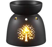 ecooe Lampada aromatica portacandela in ceramica bianca con diffusore di aromi, colore nero