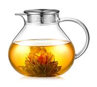 ecooe Teiera in Vetro da 1400 ml con Filtro in Acciaio Inossidabile Rimovibile Brocca in Vetro Che Si Riscalda sul Fornello, per Tè Sfuso Tè Profumato Alla Frutta e Tè in Fiore