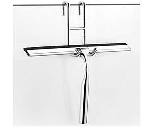 ecooe - Tergivetro per doccia in acciaio inox, 25 cm, senza forature, con gancio da parete, 2 spazzole di ricambio in silicone per specchi, finestre, pulizia vetri