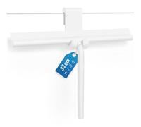 ecooe Tergivetro per doccia in silicone 33cm larghezza, bianco, pulisci vetri con gancio, tira acqua da doccia senza perforazione, lavavetri spazzola bagno per vetro, specchio, piastrelle, finestre