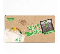 ECOOPTS - 100 sacchetti per alimenti, 100% compostabili, con chiusura lampo, ultra resistenti, 16 x 10 cm