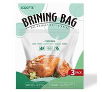 ECOOPTS - 3 sacchetti per salamoia per tacchino, 66 x 56 cm, extra large, per salamoia, può contenere fino a 15,9 kg, doppia cerniera, senza BPA, 66 x 56 cm