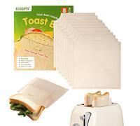 ECOOPTS 8 borse tostapane nuovo design antiaderente panino toastie bag grandi dimensioni riutilizzabile tostapane borsa per panini al formaggio grigliato | più sicuro sul mercato
