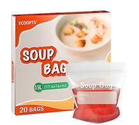 ECOOPTS - Set di 20 sacchetti per congelare zuppe e salse, riutilizzabili, da 500 ml