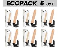Ecopack 6 unit - basecock vibratore realistico telecomando naturale 21 cm -o- 4 cm