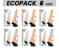 Ecopack 6 unit - basecock vibratore realistico telecomando naturale con testicoli 19.5 cm -o- 4 cm