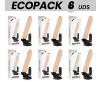 Ecopack 6 unit - basecock vibratore telecomando naturale realistico 20 cm -o- 4 cm