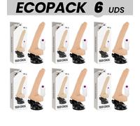 Ecopack 6 unit - basecock vibratore telecomando realistico naturale 19 cm -o- 4 cm