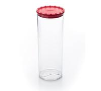 Ecoplast | Barattolo Corolla ExtraLarge, Contenitore Plastica con Coperchio, Contenitore Ermetico per Alimenti, Colore Rosso, 10,5x10,5x31,7, Made in Italy