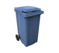 Ecoplast | Bidone Carrellato in Plastica, Bidone Spazzatura con Ruote, 240 Lt, Blu, 73,4x57,8x109,2