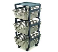 Ecoplast Carrello Ausiliare in Plastica Ruote Modula 3 cassetti 29x41,5 H.74,5