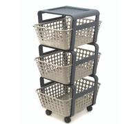 CARRELLO MODULA MULTIUSO PORTAOGGETTI PORTA FRUTTA 3 RIPIANI CON RUOTE