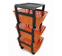 Ecoplast | Carrello con Ruote Portatutto Modula, Carrello Portaoggetti a Tre Piani, Portata Massima 9 kg, Mandarino, 41,5x29x75, Made in Italy