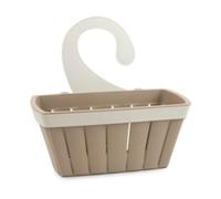 Ecoplast | Cestello Appendibile con Gancio, Cestino Portaoggetti in Plastica Riciclata, Colore Cappuccino, 27,5x13,3x26, Made in Italy
