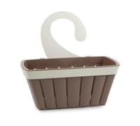 Ecoplast | Cestello Appendibile con Gancio, Cestino Portaoggetti in Plastica Riciclata, Colore Moka, 27,5x13,3x26, Made in Italy
