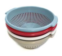 Ecoplast | Colapasta in Plastica ø28, Scolapasta con Manici in Colori Assortiti Tortora/Bianco/Rosso/Mandarino, Made in Italy