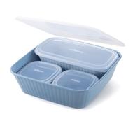 Ecoplast | Contenitori Ermetici Dorica, Kit Contenitori Plastica con Coperchio, Azzurro, Made in Italy