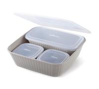 Ecoplast | Contenitori Ermetici Dorica, Kit Contenitori Plastica con Coperchio, Tortora, Made in Italy