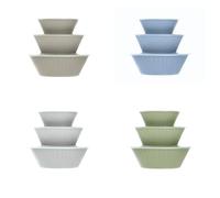 Ecoplast | Dorica Tris di Insalatiere in Plastica con Coperchio, Colori Assortiti Tortora/Ghiaccio/Verde/Azzurro, Made in Italy