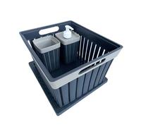 Ecoplast | Kit 3 Pezzi Doga, Vaschetta con Coperchio, Dosa Sapone, Porta Spazzolino, Colore Antracite, Made in Italy