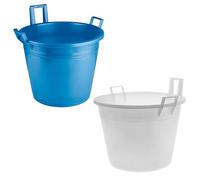 Ecoplast | Mastello in Plastica Grande con Tre Manici 85 Lt, ø53,5x42, Azzurro, Made in Italy