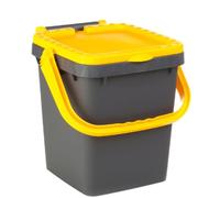 Ecoplast | Pattumiera per Raccolta Differenziata 20 Lt, Bidone Spazzatura in Plastica Riciclata, Giallo, 34,5x34,5x34,5, Made in Italy