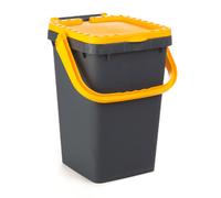 Ecoplast | Pattumiera per Raccolta Differenziata 35 Lt, Bidone Spazzatura in Plastica Riciclata, Giallo, 43x36x43,5, Made in Italy