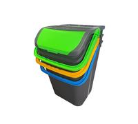 Ecoplast | Tris di Pattumiere per Raccolta Differenziata 35 Lt, Colori Assortiti Giallo/Verde/Blu, 38x36,5x45 , Made in Italy