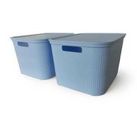 Ecoplast | Set di 2 Contenitori Multiuso Lavanda Large con Coperchio e Separatore - Scatola Organizer Salvaspazio per Armadi, Ripostigli e Uffici