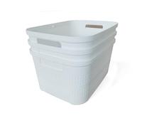 Ecoplast | Set di 3 Contenitori Multiuso Bianco Medium Senza Coperchio - Scatola Organizer Salvaspazio per Armadi, Cassetti, Uffici e Ripostigli
