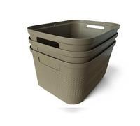 Ecoplast | Set di 3 Contenitori Multiuso Cappuccino Large Senza Coperchio - Scatola Organizer Salvaspazio per Armadi, Cassetti, Uffici e Ripostigli
