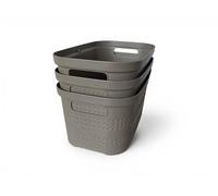Ecoplast | Set di 3 Contenitori Multiuso Cappuccino Small Senza Coperchio - Scatola Organizer Salvaspazio per Armadi, Cassetti, Uffici e Ripostigli