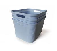 Ecoplast | Set di 3 Contenitori Multiuso Lavanda Large Senza Coperchio - Scatola Organizer Salvaspazio per Armadi, Cassetti, Uffici e Ripostigli