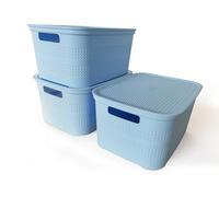 Ecoplast | Set di 3 Contenitori Multiuso Lavanda Medium con Coperchio e Separatore - Scatola Organizer Salvaspazio per Armadi, Ripostigli e Uffici